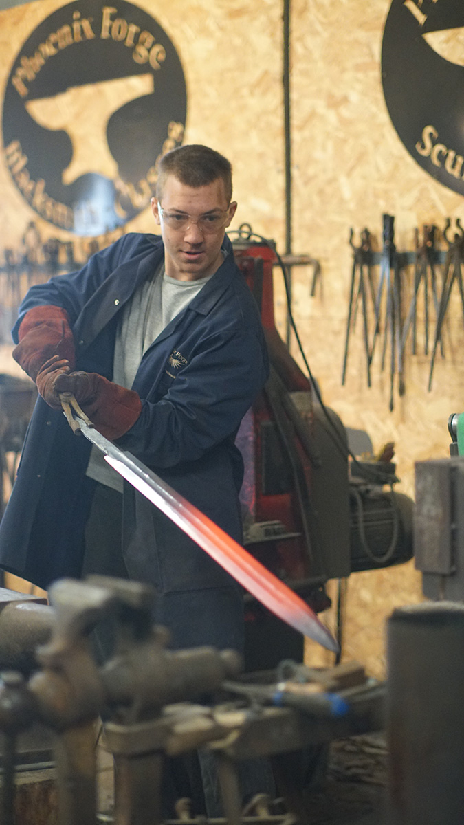 Sword making class — hot sword blade Phoenix Forge Wales
